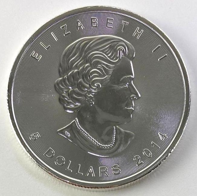 2014 $5 Canada Maple Leaf 1oz. .9999 Fine Silver (1 of 2)
