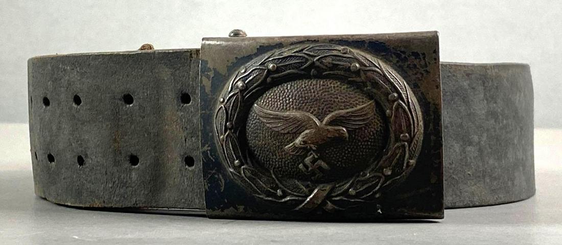 WW2 German Luftwaffe Belt Buckle with Leather Belt: 34 inches long.