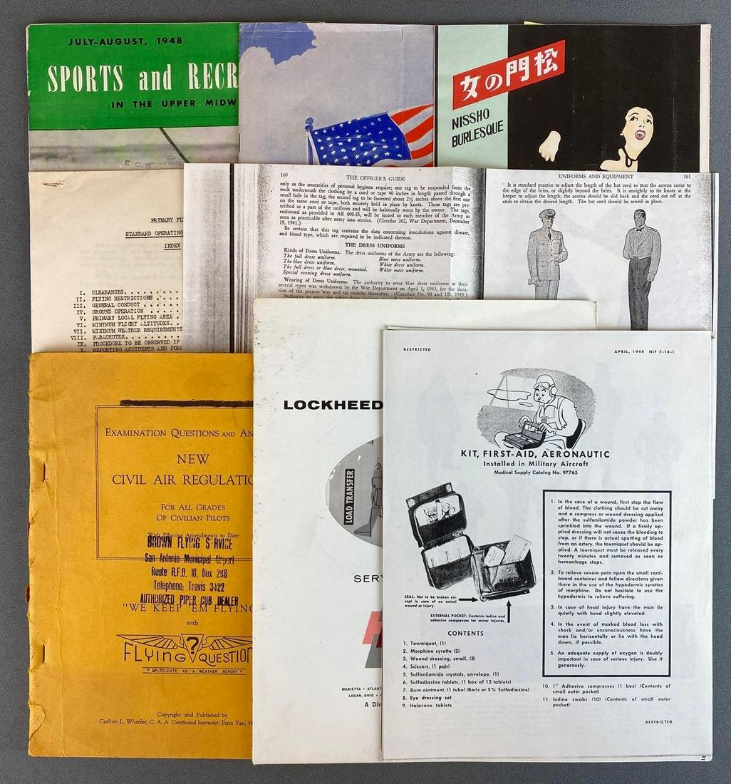 Group of Military Ephemera: includes standard operating procedures, new Civil Air regulations, sports and recreation and more