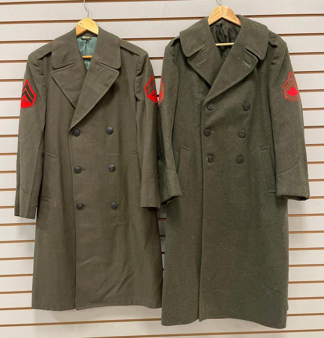 Group of 2 USMC Wool Overcoats: One identified P C Hummel. Longest measures 53 inches