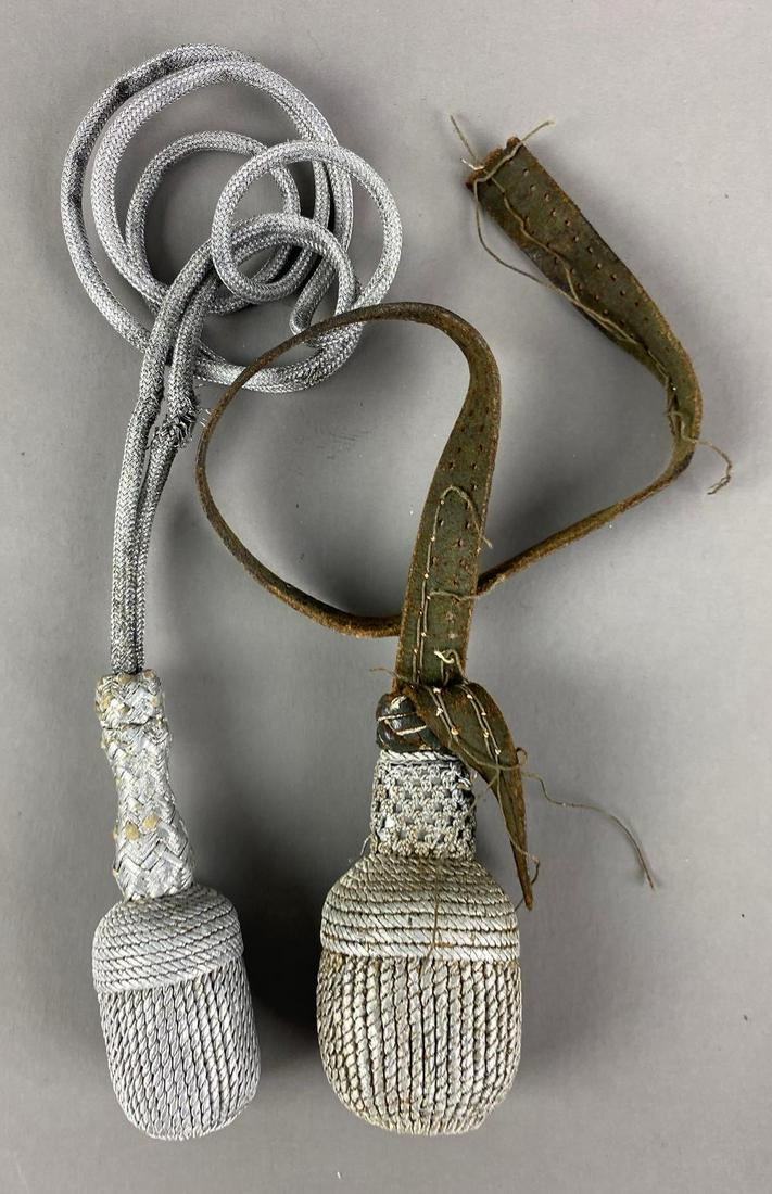 Group of 2 WW2 German Dagger Knots: Dagger accessories. Largest measures 18 1/2 inches long