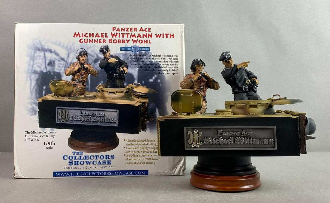 The Collectors Showcase Limited Edition Panzer Ace Michael Whitman with Gunner Bobby Wohl: Original box, 1/9th scale. No. 158/500. WW2 German.
