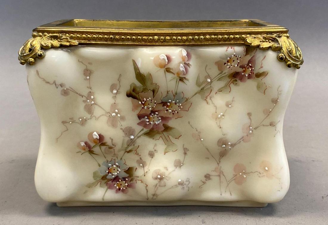 Wavecrest Egg Crate Porcelain Letter Holder: Hand painted floral motif, Measures 4 1/4 x 6 x 3 1/2in.