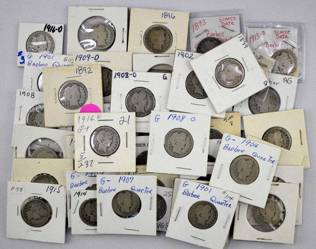 Group of (40) Barber Silver Quarters in 2x2's (1 of 1)