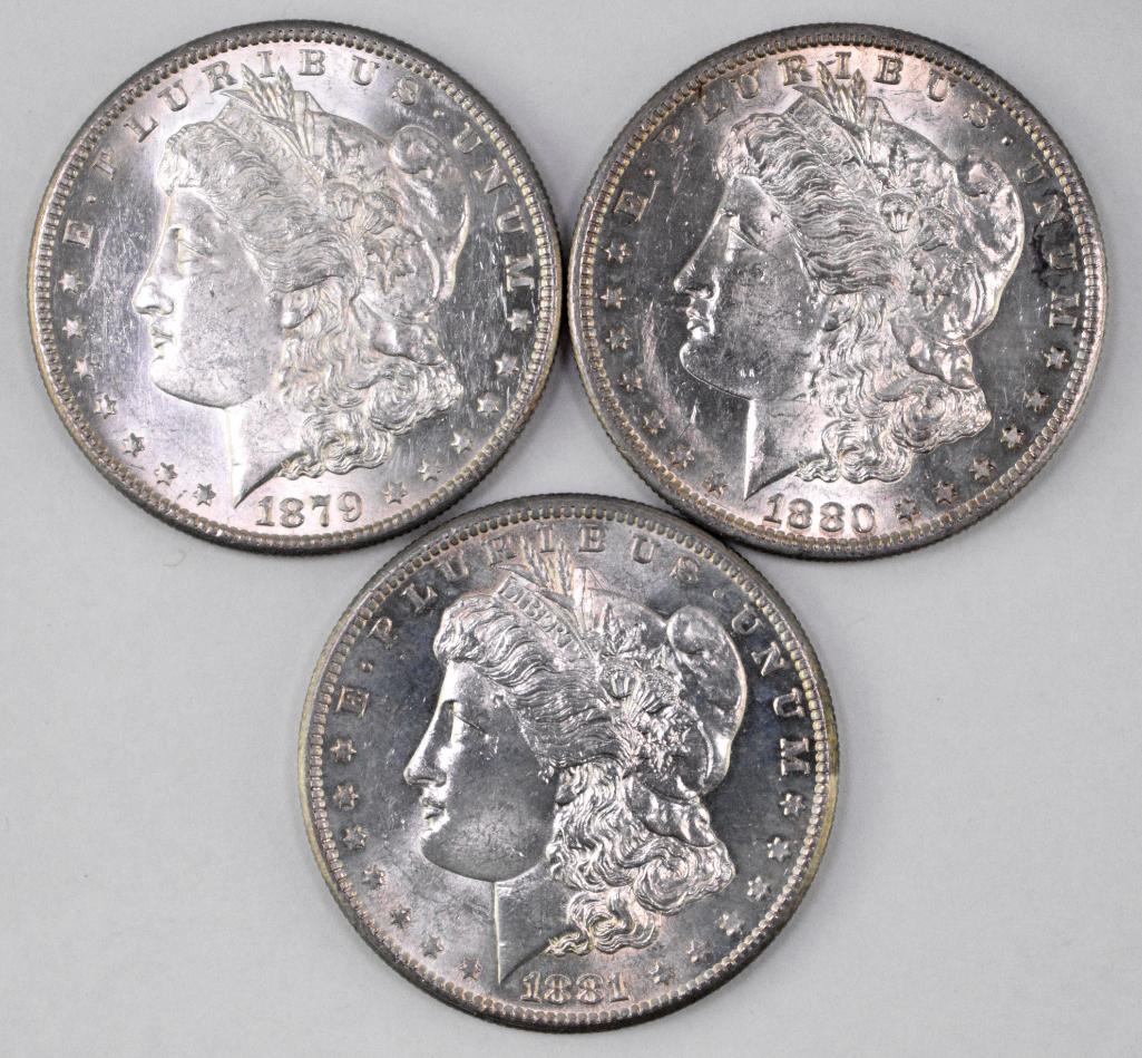 Group of (3) Morgan Silver Dollars 1879 S 1880 S & 1881 S (1 of 2)