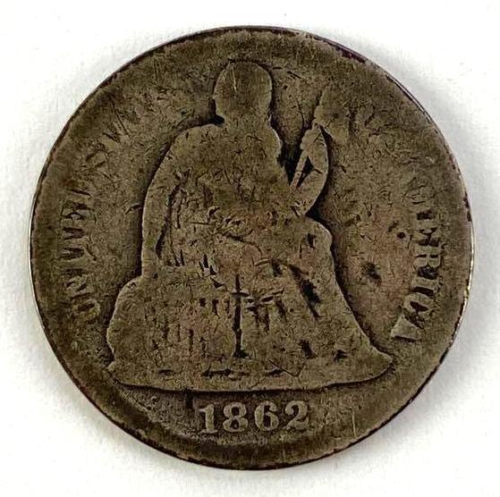 1862 S Seated Liberty Silver Dime (1 of 2)