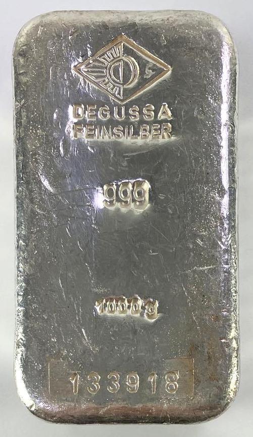 RARE Degussa Vertical 1000g KILO 999 Fine Silver Ingot / Bar (1 of 2)