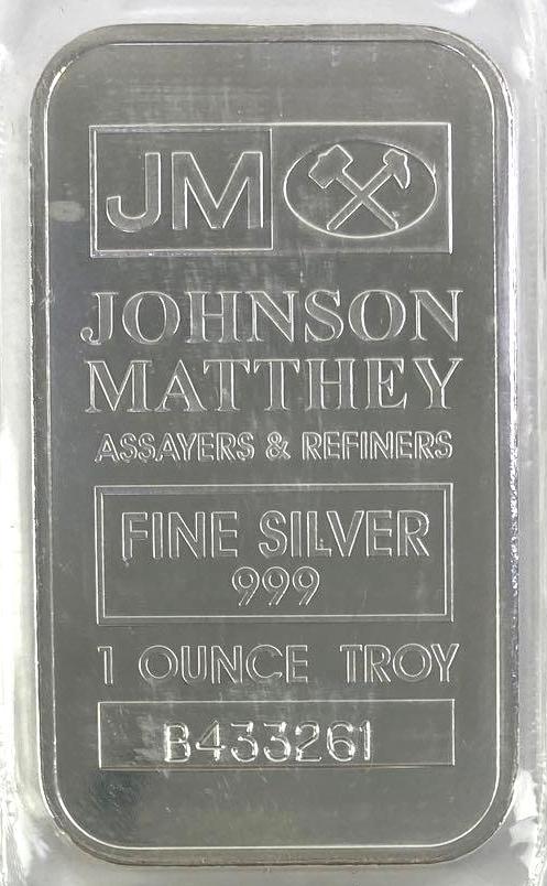Johnson Matthey Vertical 1oz. 999 Fine Silver Ingot / Bar (1 of 2)