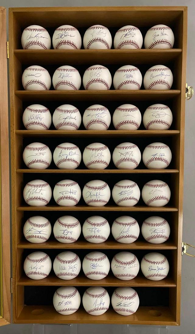 38 - Chicago Cubs Signed Baseballs with Cabinet Display (1 of 7)