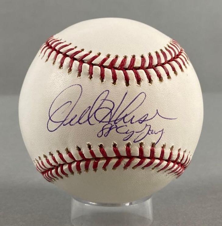 Orel Hershiser Signed Baseball with Inscription and ticket (1 of 4)