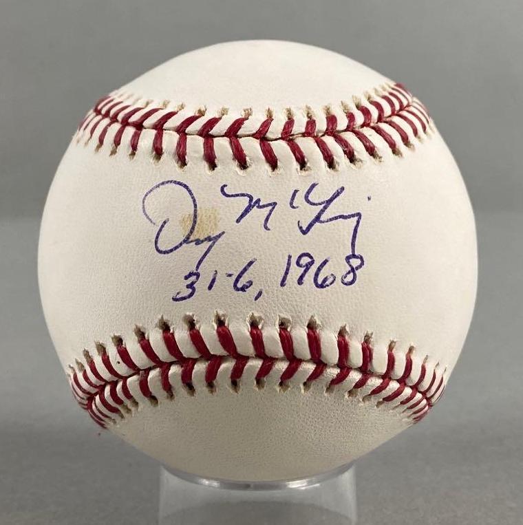 Denny McLain Signed Baseball with Inscription and Ticket (1 of 4)