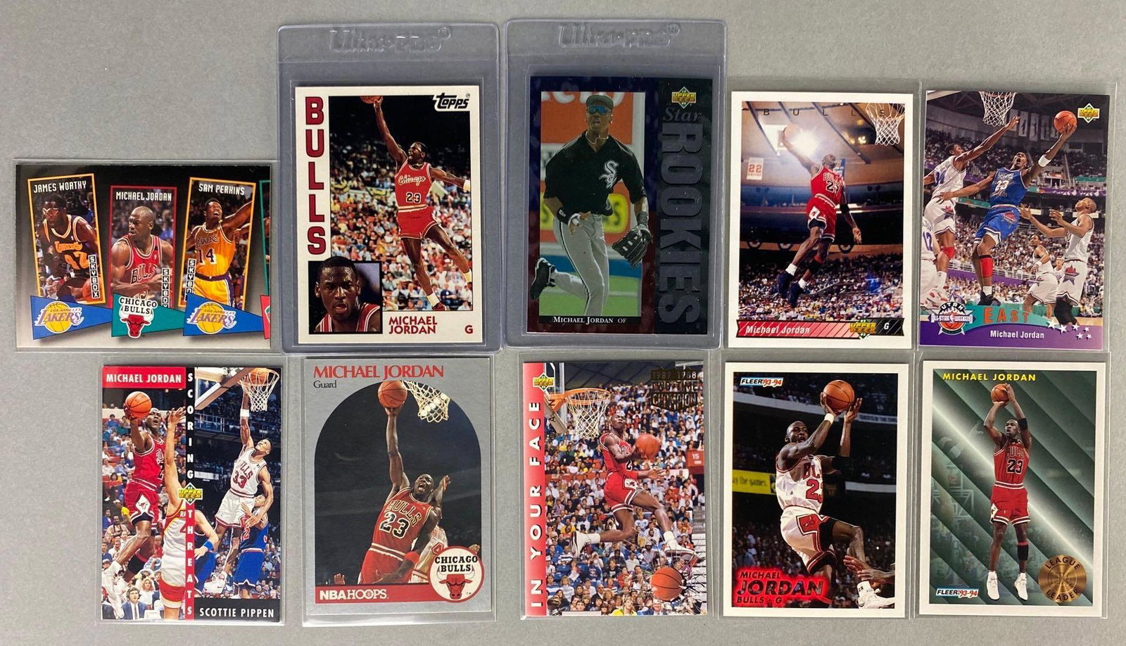 10 - Micheal Jordan Cards with Baseball Rookie: 1994 Upper Deck star rookie #19, 1992 Topps Archives #59, both ready to grade