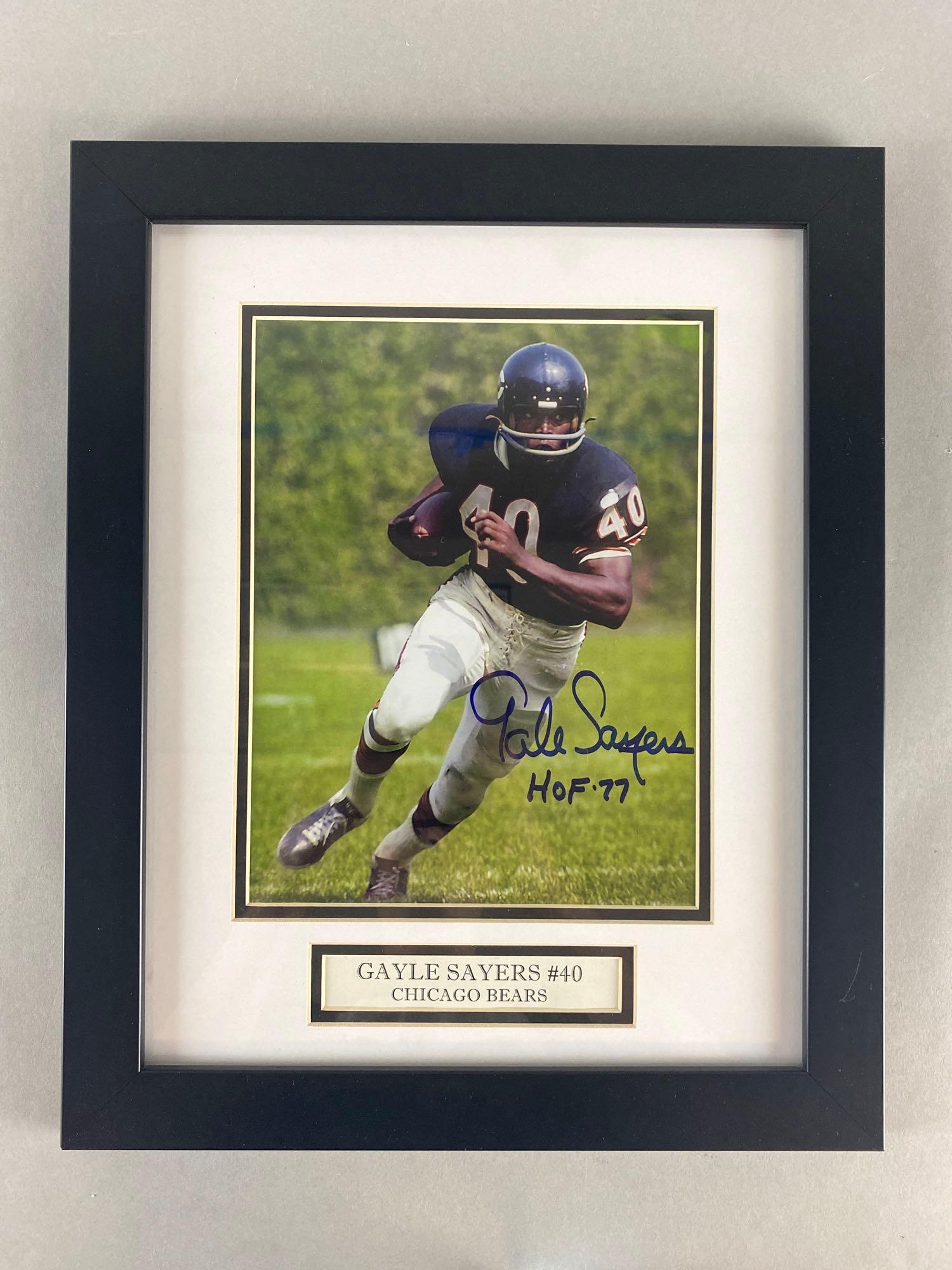 Gale Sayers Signed Photo With Inscription And Ticket Auction