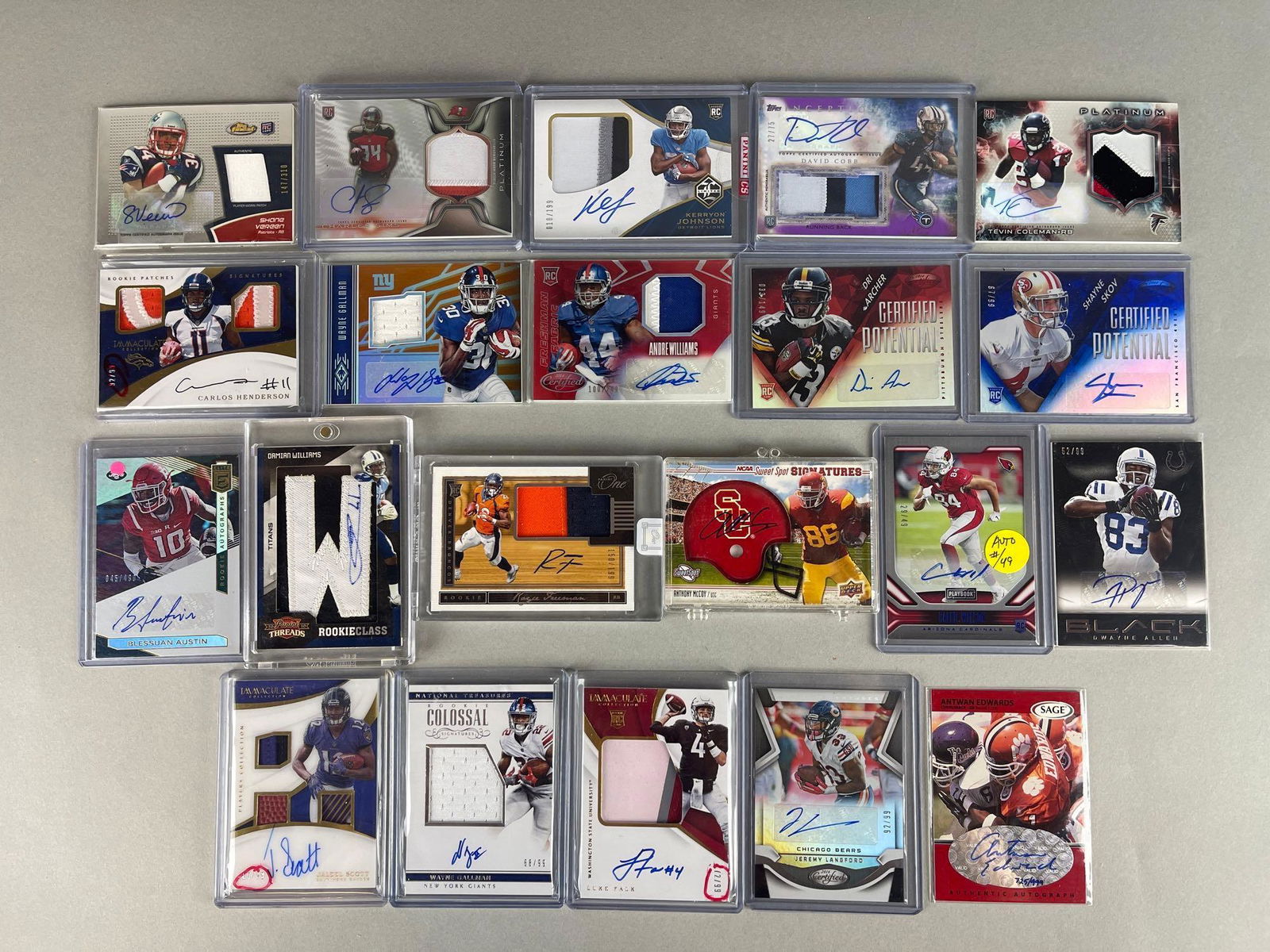 20 - 1999 - 2020 Signed, Numbered, and Jersey Football Cards (1 of 2)