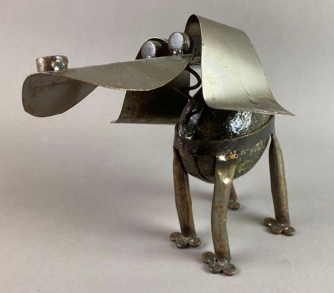 Mexican Rock And Metal Folk Art Dog Sculpture