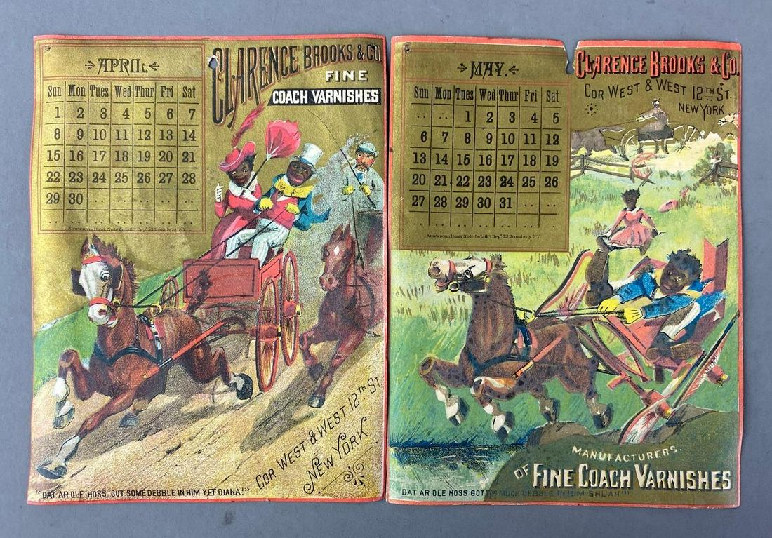 Group of 2 Black American Clarence Brooks and Co. Calendar Pages (1 of 4)