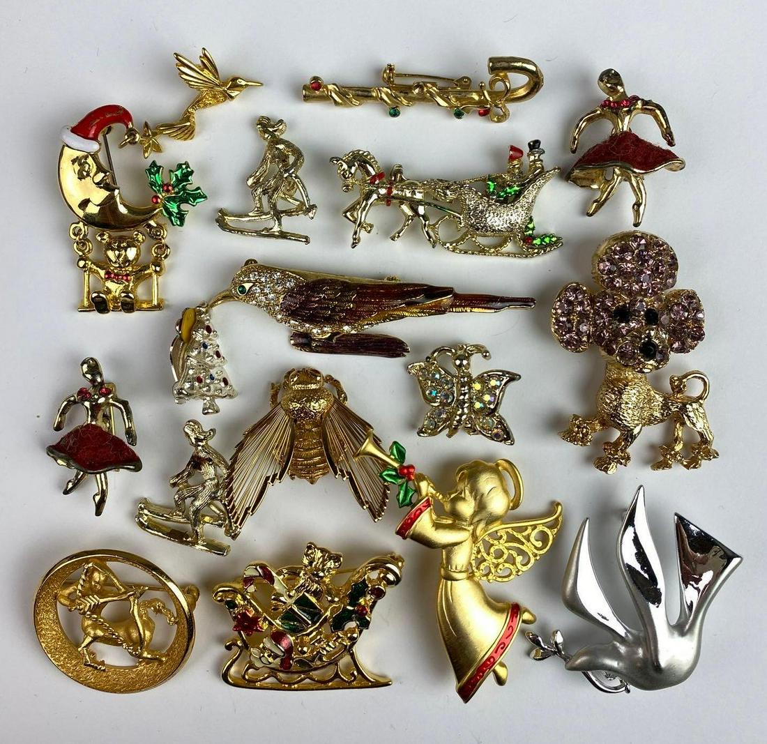 Group of 17 Rhinestone Costume Brooches (1 of 3)