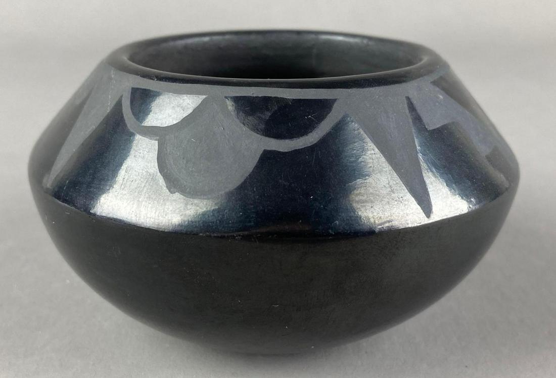 Native American Rose Signed Black Pottery Vase (1 of 5)