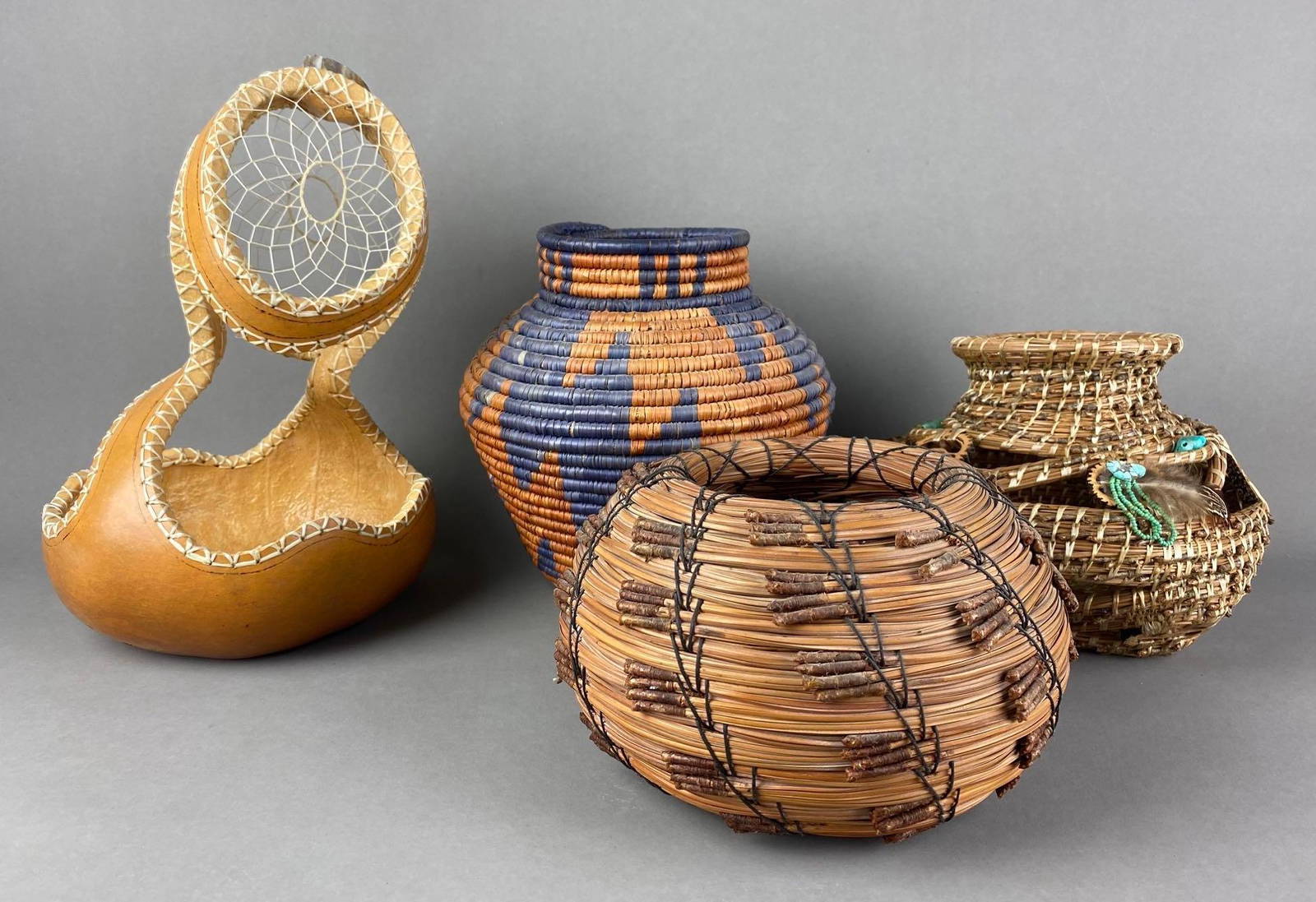 Group Of 4 Native American Baskets Auction