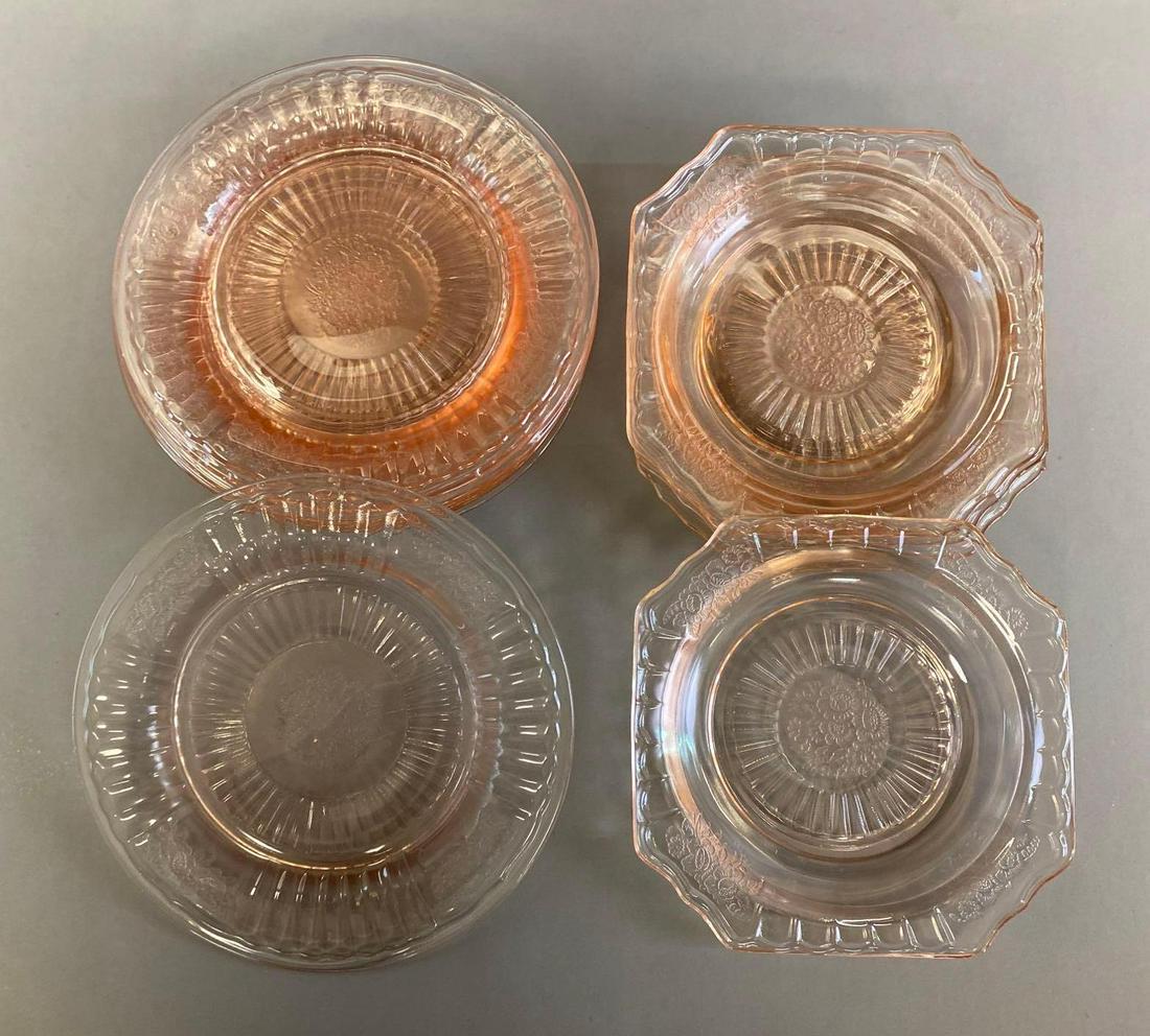 Group of 11 Mayfair Open Rose Pink Depression Glass Plates (1 of 4)