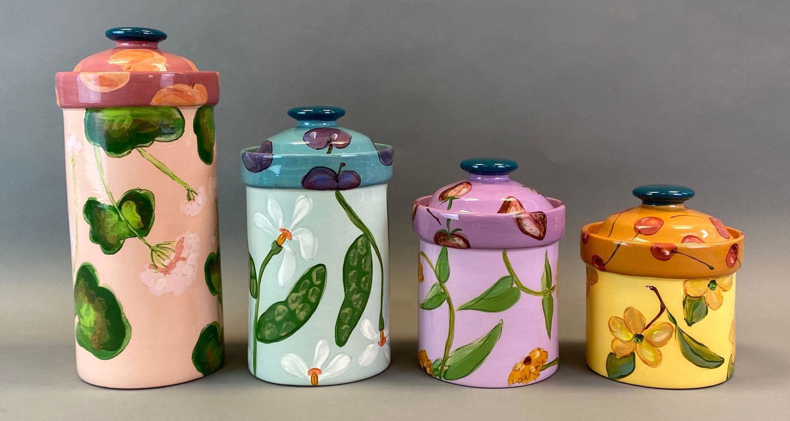 Droll Designs Four Piece Floral and Fruit Canister Set (1 of 5)