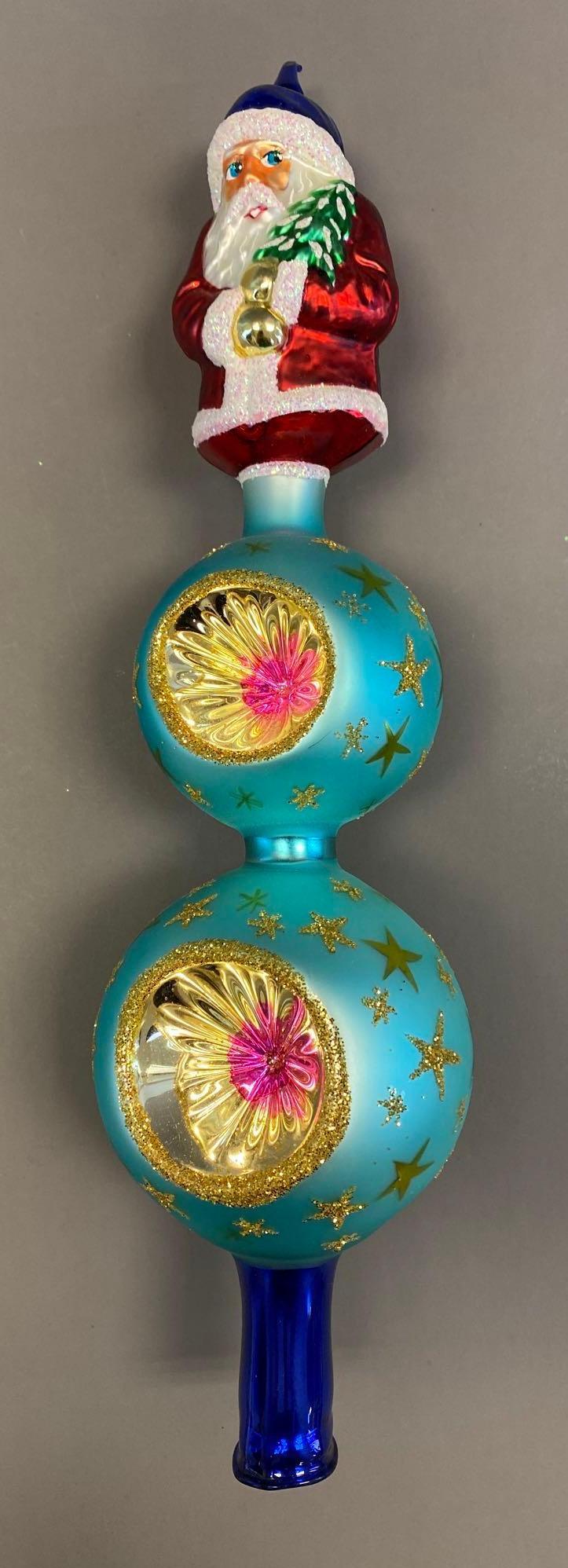 Christopher Radko Santa Glass Finial Tree Topper Auction