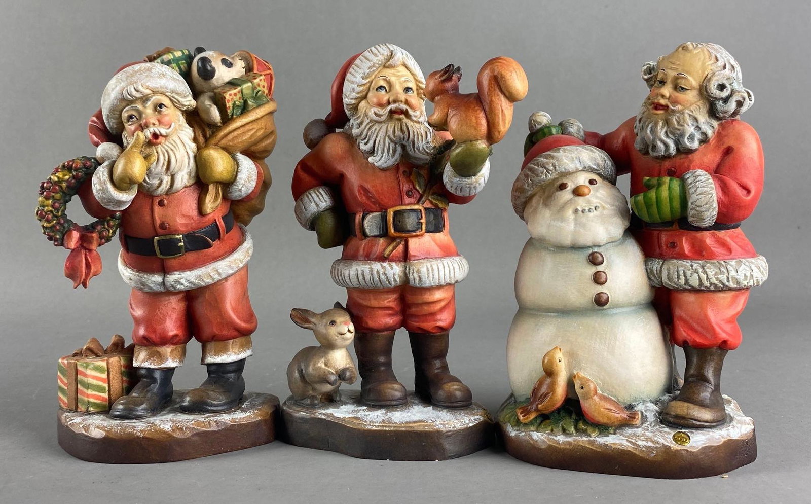 Group of 3 ANRI Sarah Kay Limited Edition Wood Christmas Santa Figures (1 of 3)