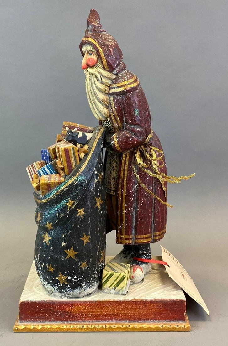 P. Schifferl Santa with Black Bag Wood Carved Figure (1 of 7)