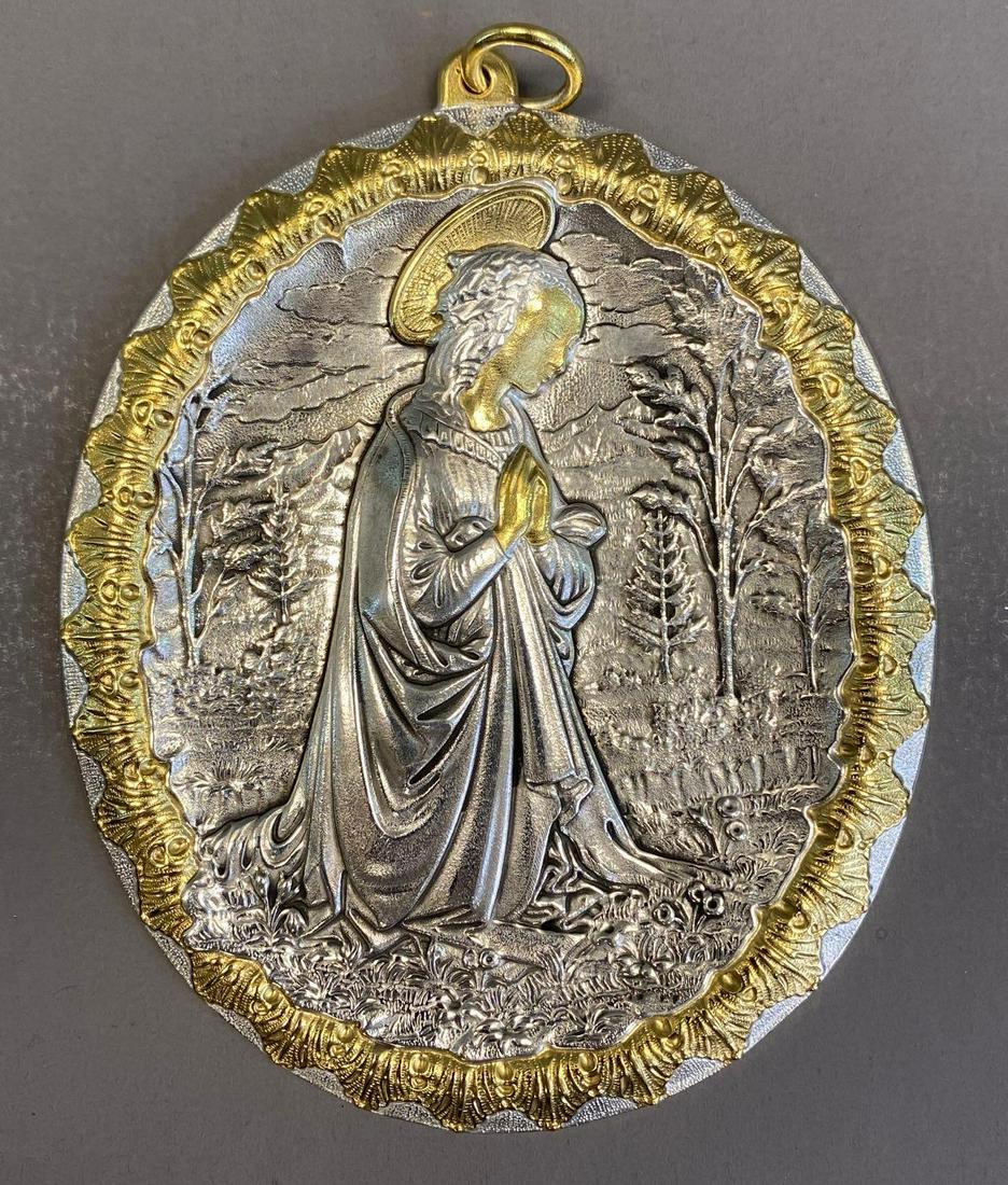 Buccellati 2010 Sterling Holiday Madonna Ornament: Total weight 43.5g, Limited Edition No. 224/300, With original packaging and label, Measures 4 1/2 x 3 1/4in.