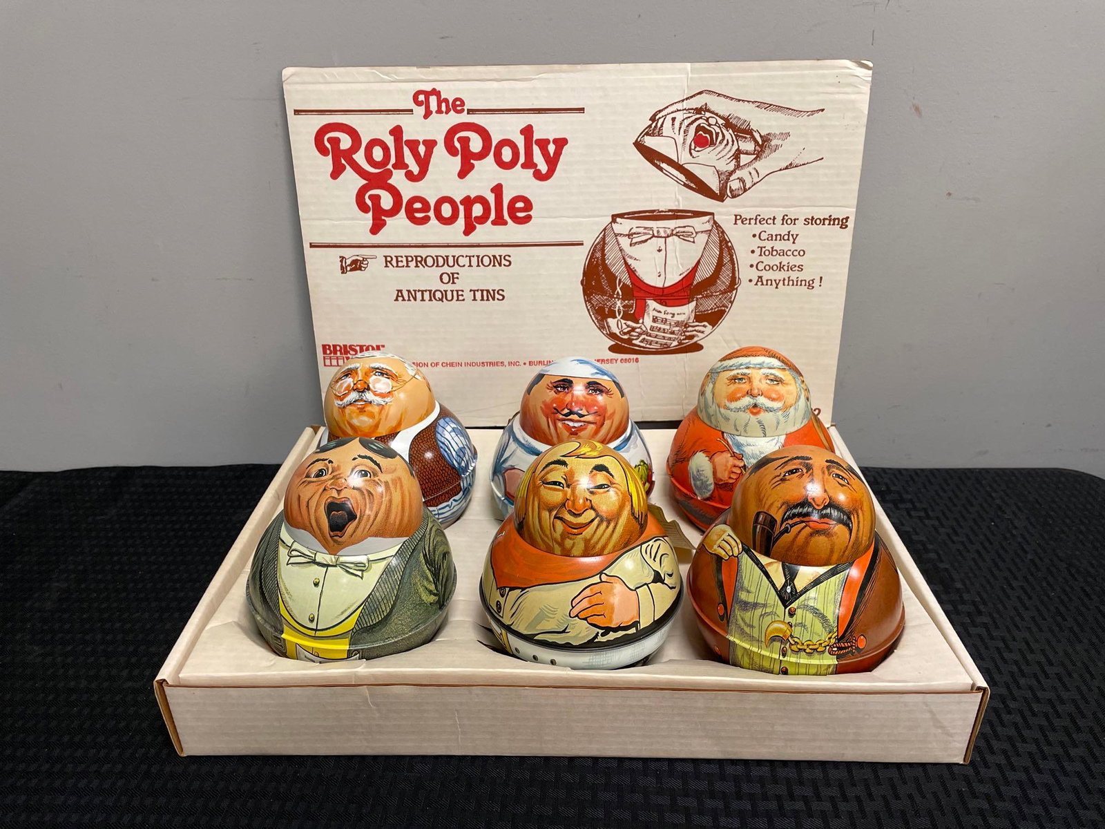 Bristolware Roly Poly People Reproduction Antique Tins Set (1 of 6)