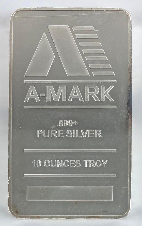A-Mark Vertical 10oz. .999 Fine Silver Ingot / Bar (1 of 2)
