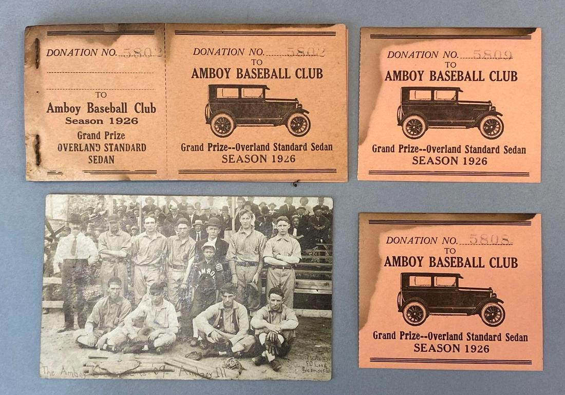Amboy Baseball Club Postcard and Raffle Tickets (1 of 2)