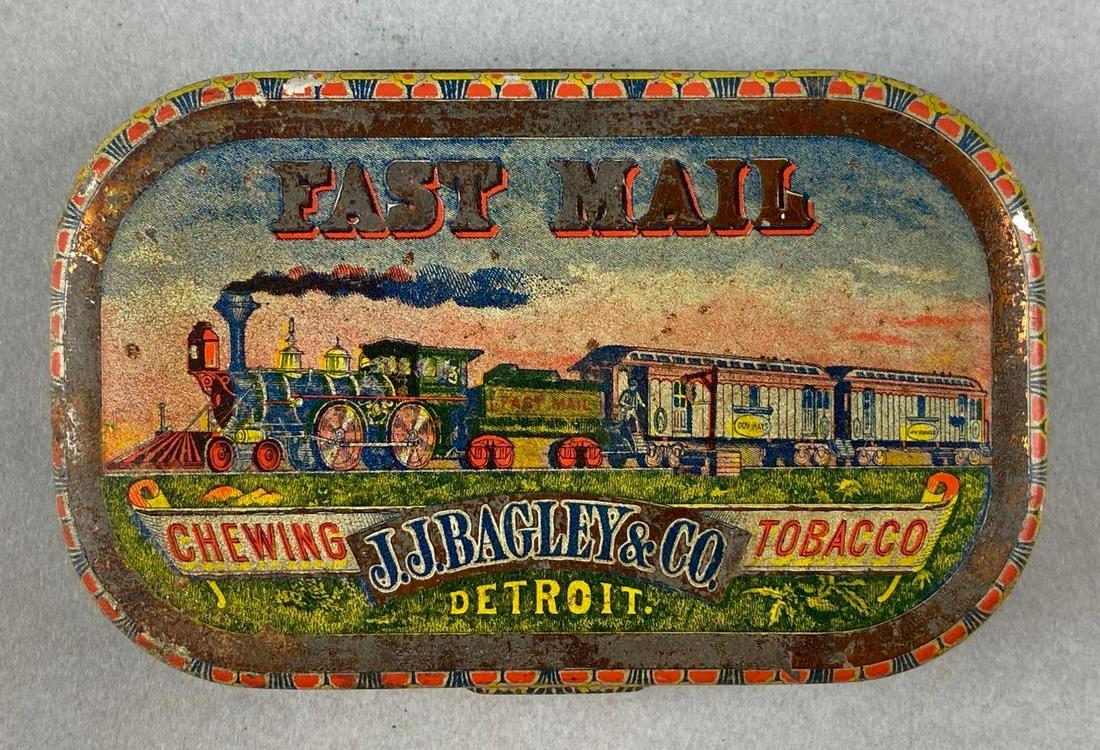 Fast Mail JJ Bagley Advertising Chewing Tobacco Tin (1 of 3)
