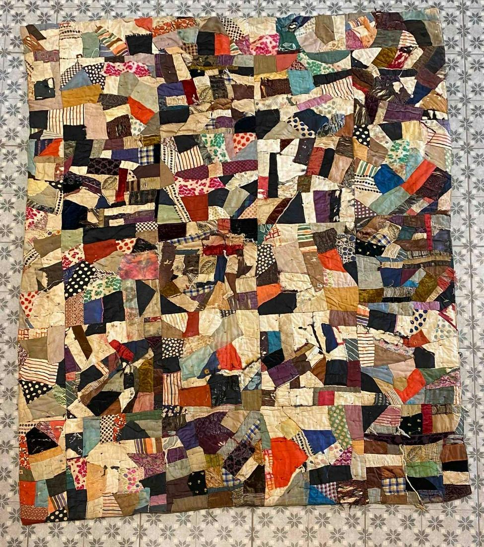 Antique Crazy Tie Quilt (1 of 6)
