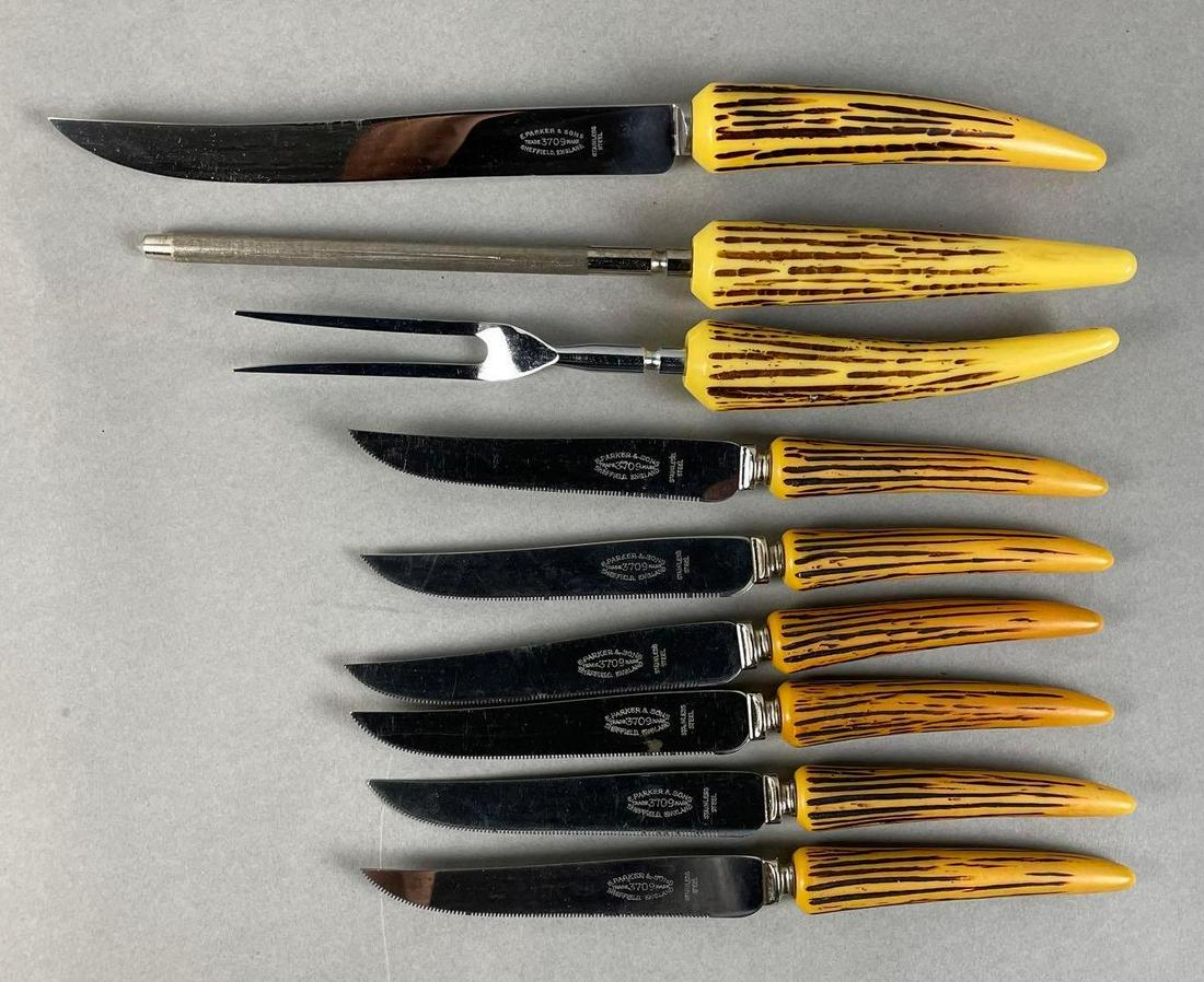 Group of 9 Vintage E. Parker and Sons Bakelite Stag Cutlery (1 of 3)