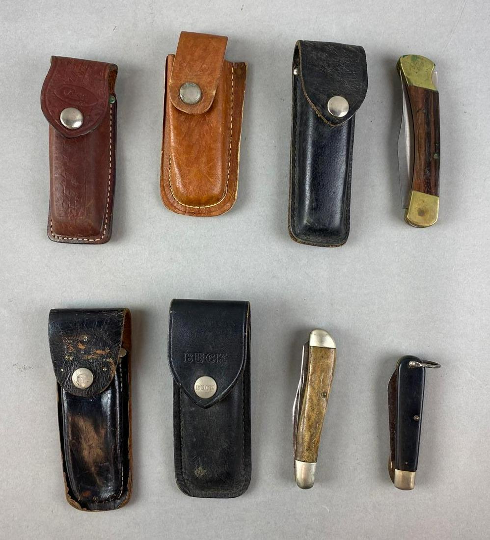 Group of 8 Pocket Knives and Leather Sheaths (1 of 3)