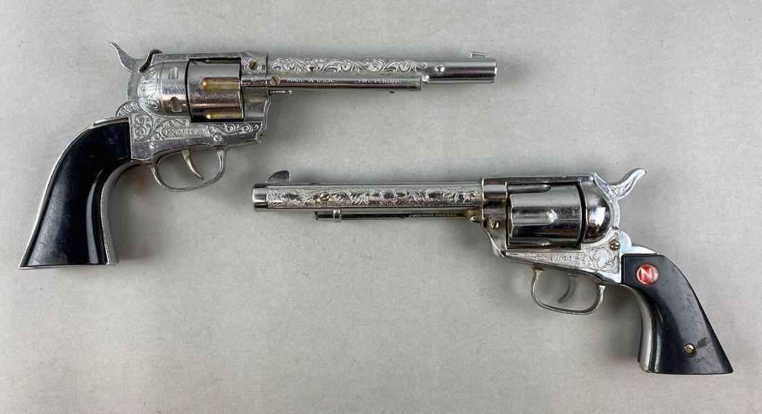 Group of 2 Nichols Stallion 4 and Hubley Toy Cap Guns: Working condition, sometimes gets stuck. Jacksonville, Texas. Measures 5 x 12 1/2 inches