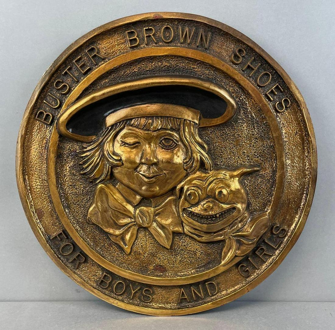 Vintage Buster Brown Shoes Masonite Advertising Plaque: Measures 17 x 1 3/4 inches