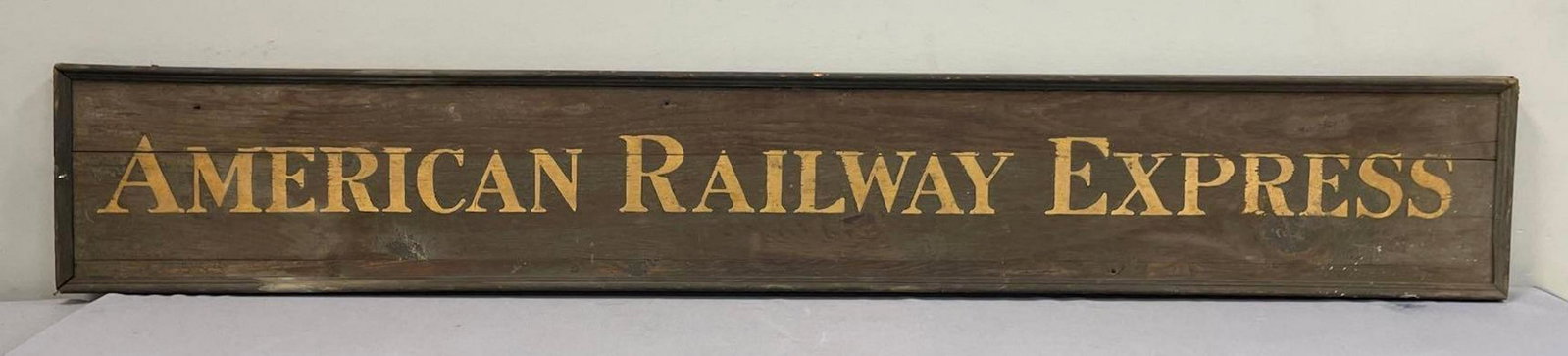 Antique American Railway Express Wood Advertising Sign: Chicago, IIl. Large chain for hanging. Measures 72 x 11 inches