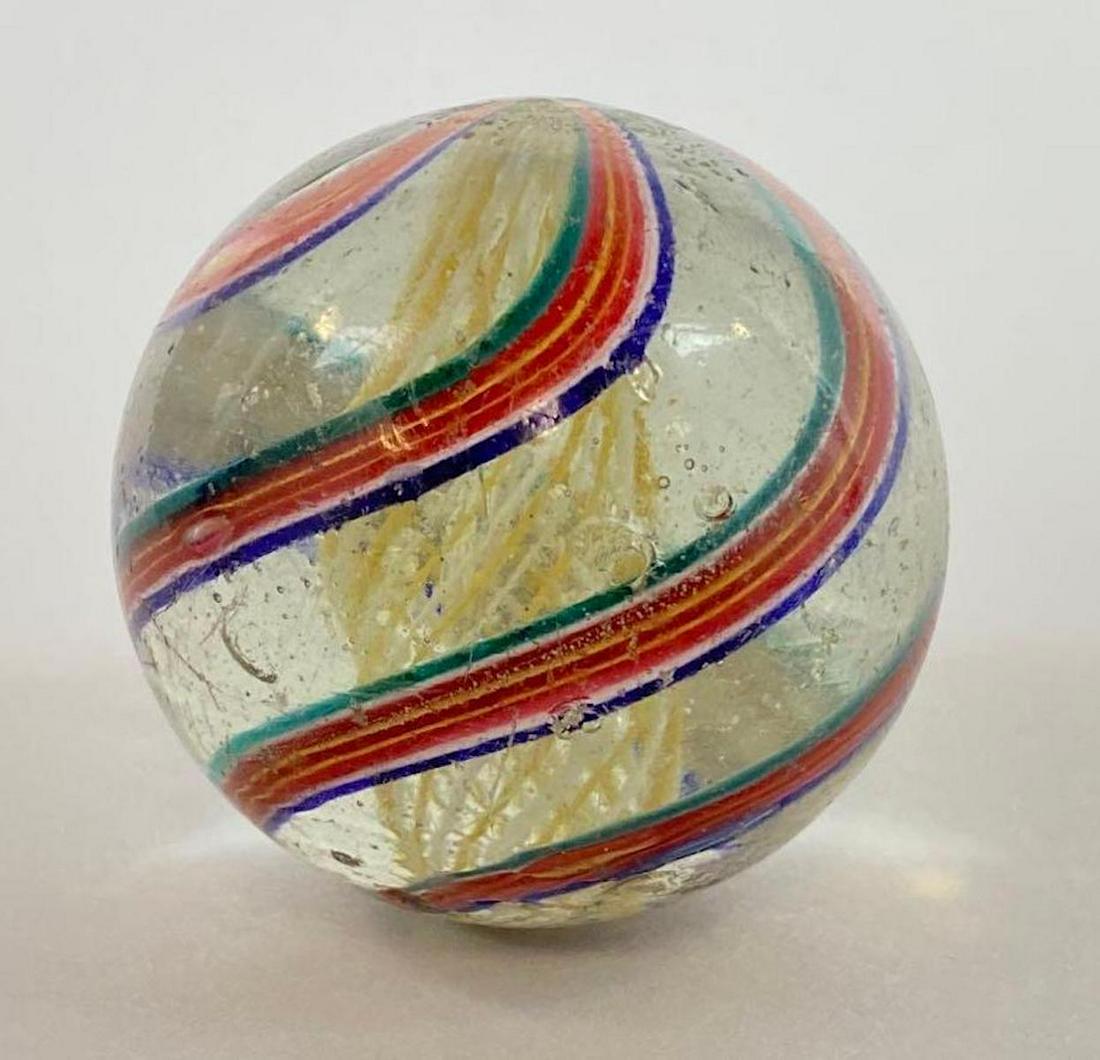 German Glass Swirl Divided Core Marble: Some surface imperfections, Measures 1.9 inches, 4 cm, 48 mm