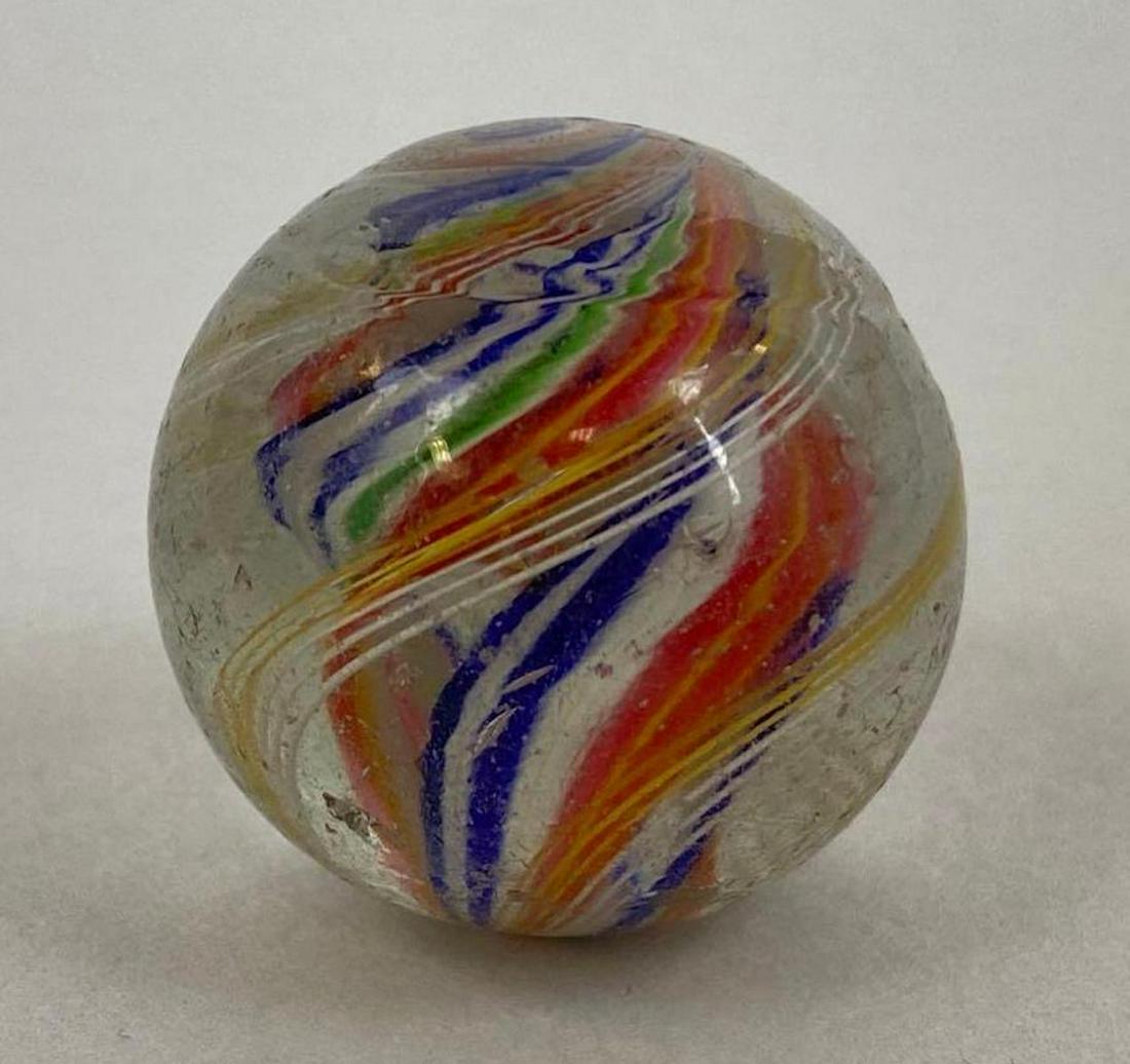 German Glass Swirl Divided Core Marble: Measures 1.2 inches, 3 cm, 31 mm