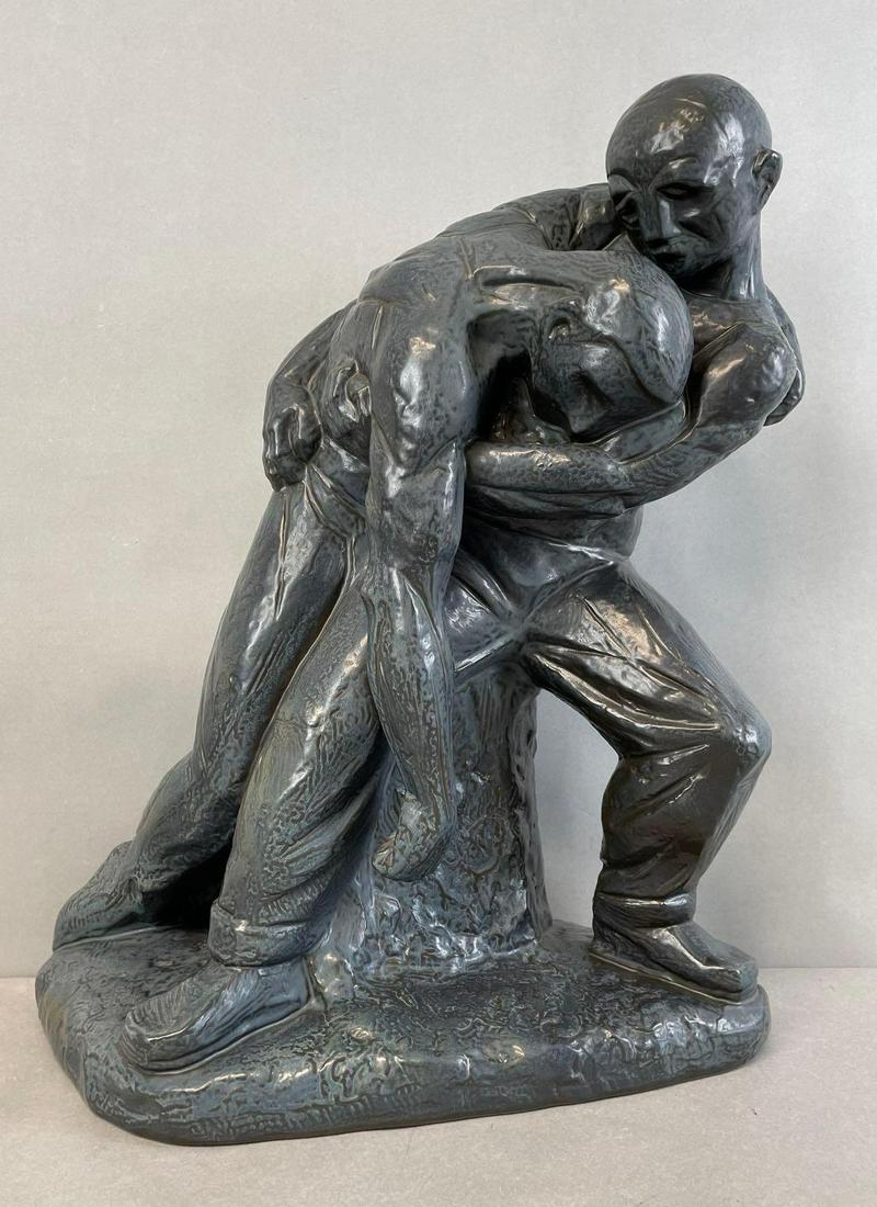 Lladro Companionship Large Porcelain Statue: NO IN-HOUSE SHIPPING, 3rd party shipper recommended. Bottom has Lladro stamp, and reads J. fernendez seer. No. 60. Measures 21 x 17 1/2 x 9 inches