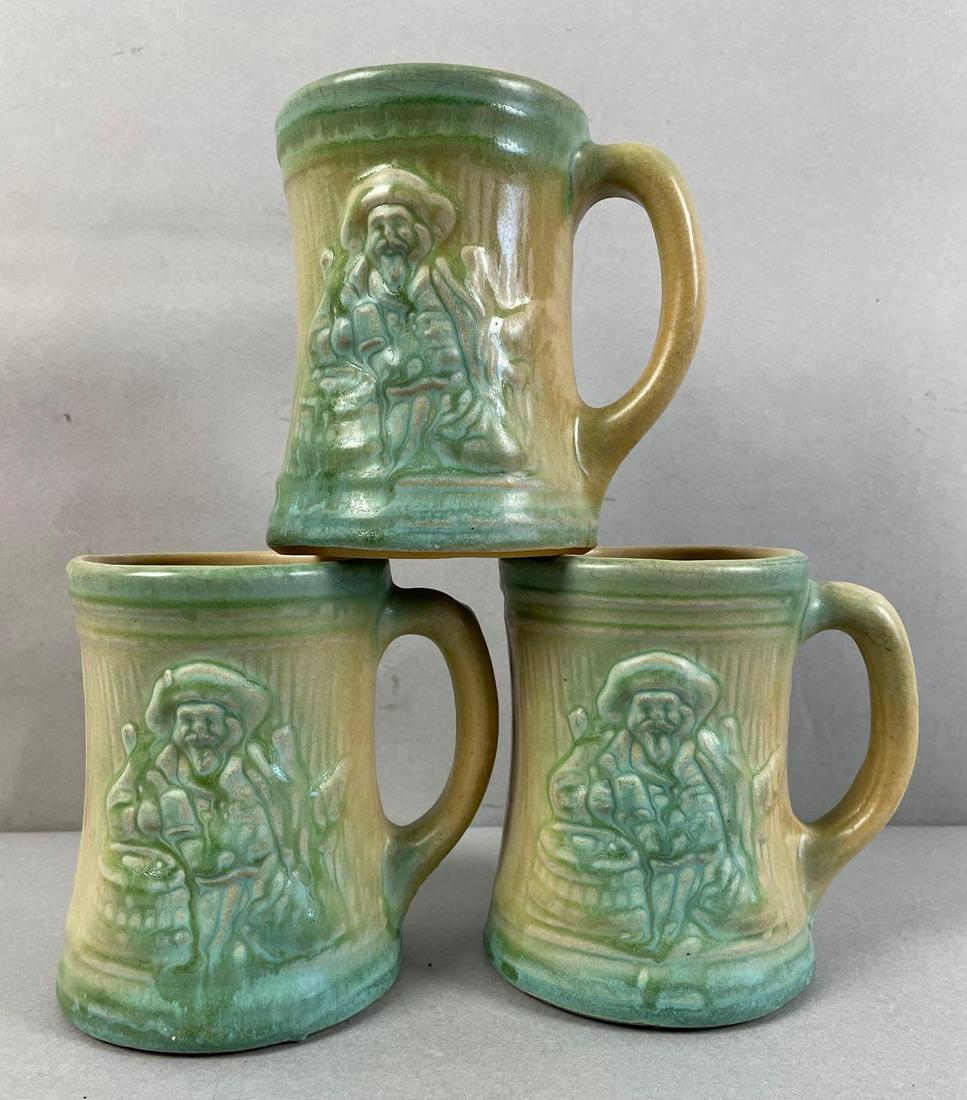 Group of 3 McCoy Pottery Pirate Beer Mugs: Each measure 4 3/4 x 3 3/4 inches