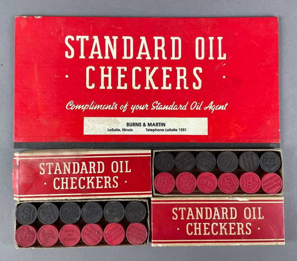 Vintage Standard Oil Lasalle Il Advertising Checkers Set