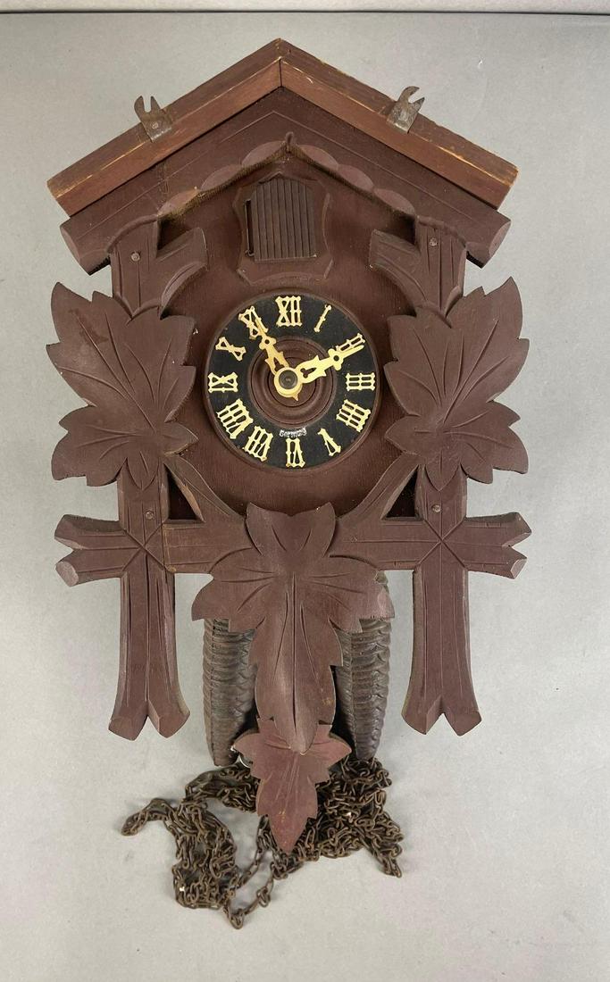 Vintage Regula German Cuckoo Clock: Untested. Back is missing. Measures 15 1/2 x 8 x 5 1/4 inches