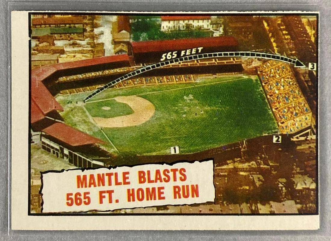 1961 Topps Mickey Mantle Blasts 565 FT HR #406 (1 of 2)