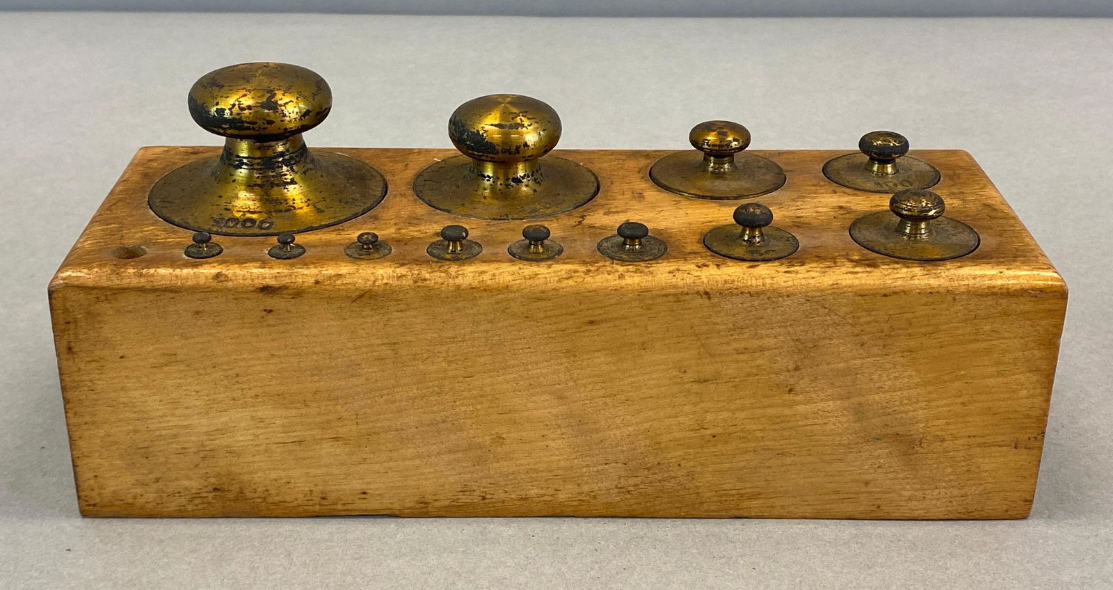 Vintage Bass Weight Set in Wood Holder (1 of 3)
