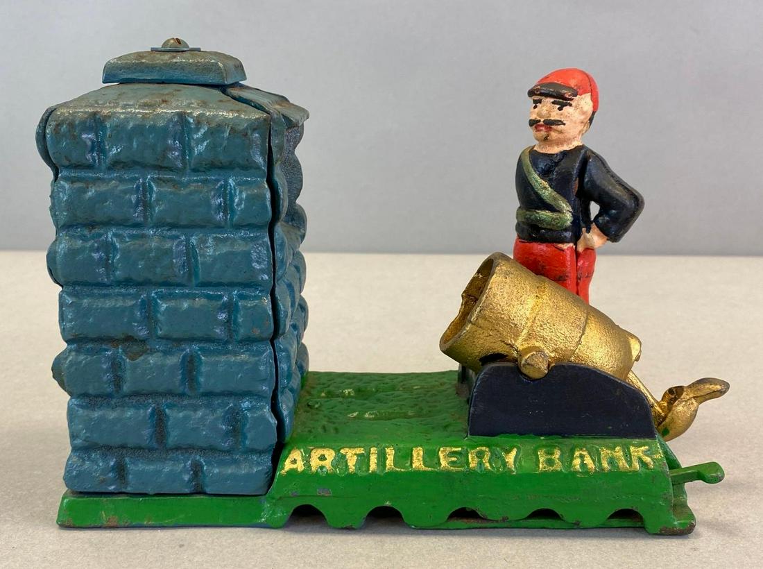 Reproduction Cast Iron Mechanical Artillery Coin Bank (1 of 6)