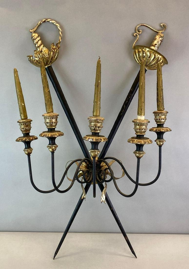 Crossed Florentine Swords Wall Mount Candelabra (1 of 4)