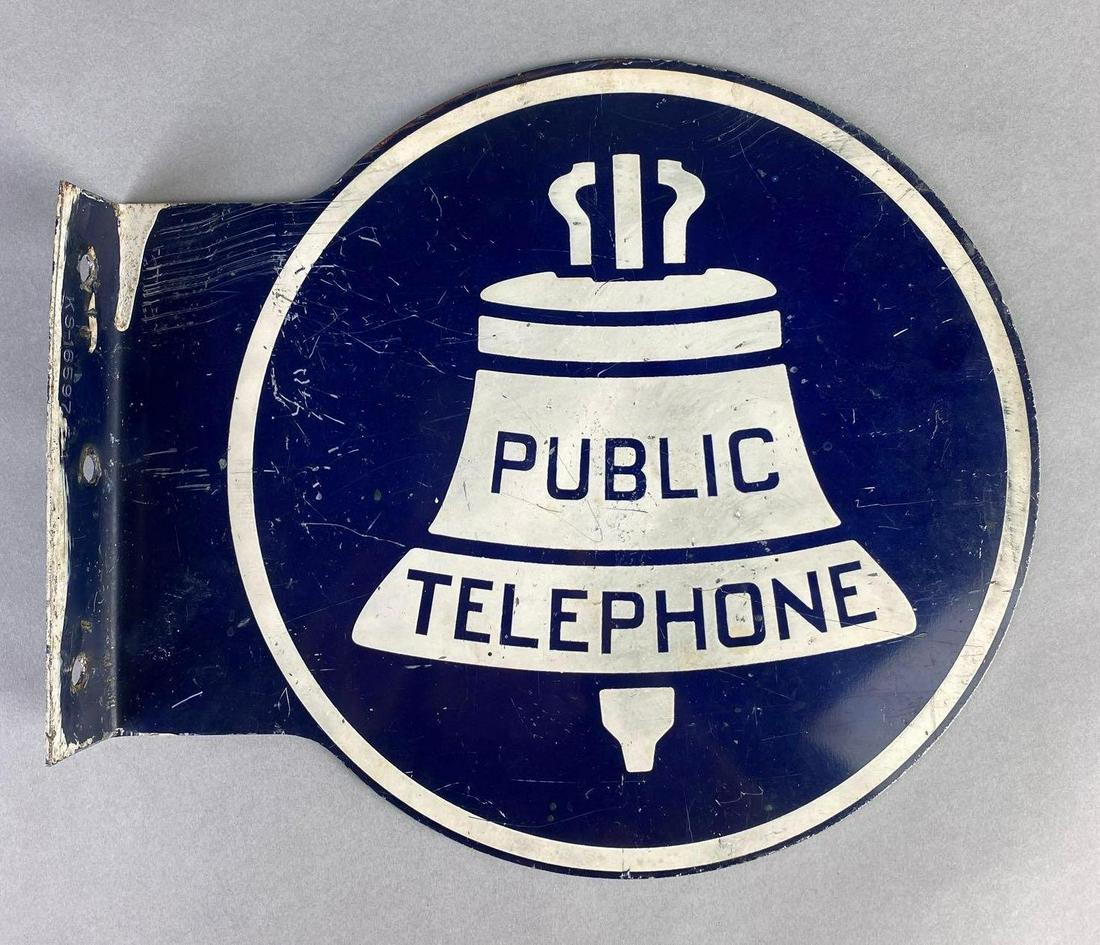 Vintage Bell Systems Public Telephone Advertising Metal Flange Sign (1 of 3)